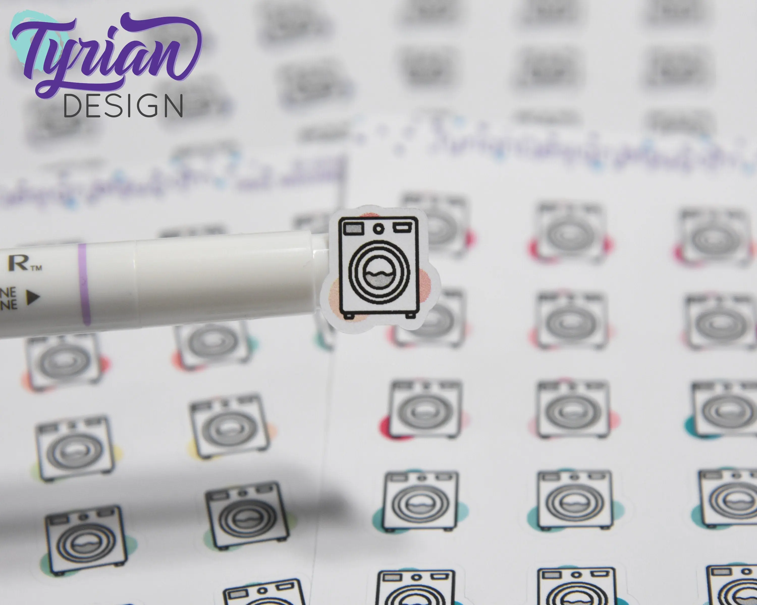 Laundry Icon, Washing Stickers. Clothes, Different color options. stickers for Planners, journals and calendars sticker sheet