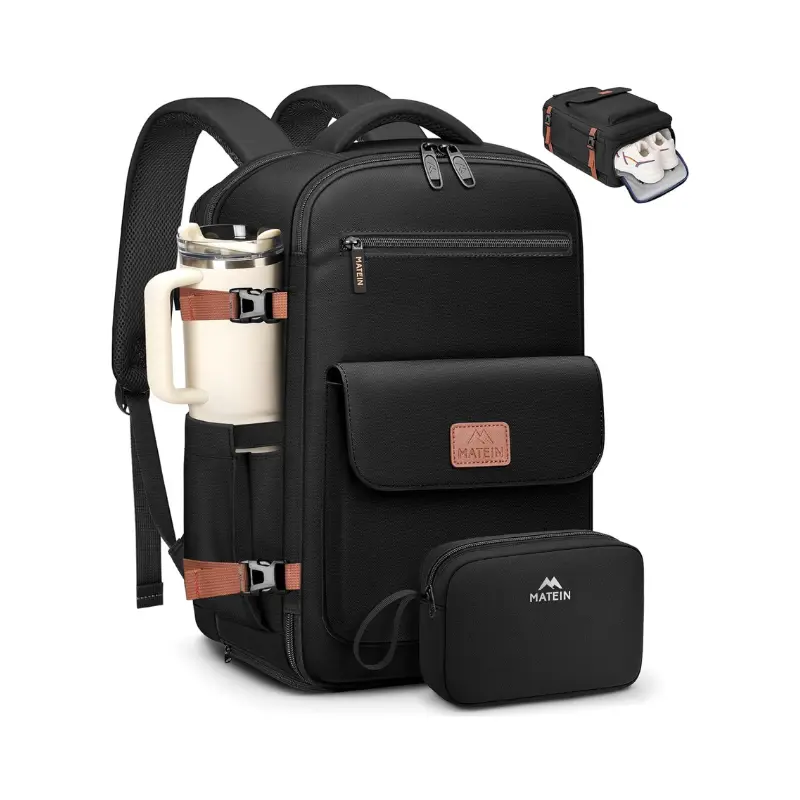 MATEIN Back To School Haul TSA Friendly Underseat Personal Item Backpack (11x7.5x17 in) with 15.6" Laptop Sleeve, Shoe Compartment, Durable Zippers, Carry On for Delta, Frontier, Spirit, Allegiant Airlines, Business Trips & Daily Commuting