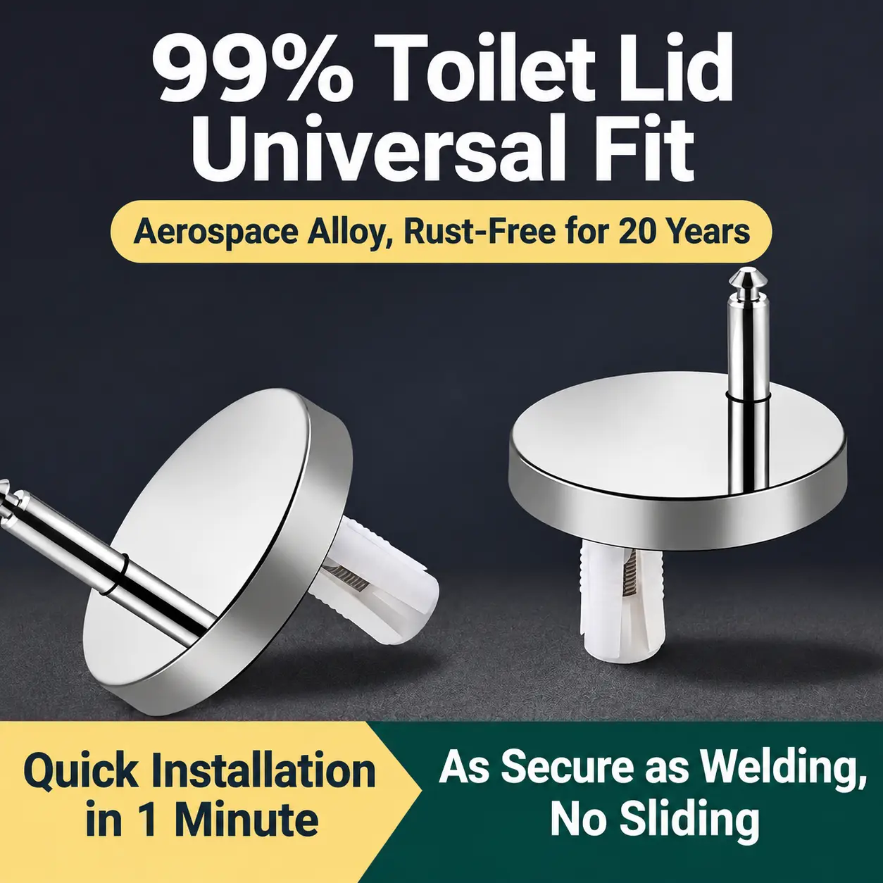Sturdy Seat Hinges Fix Nuts - 2pcs Quick Release Fasten Bolts Set, Replacement Hardware Kit, Universal Bathroom Fitting | Secure Toilet Seat Repair Solution for Home Apartment Hotel Dorm Restr