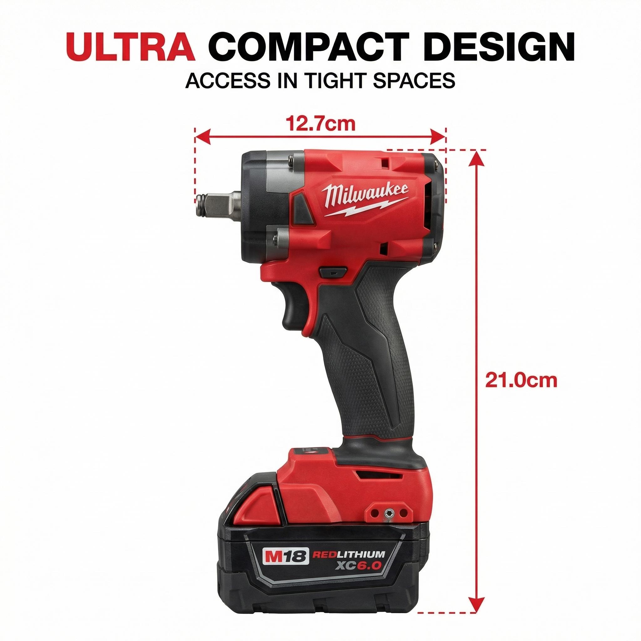 Milwaukee M18 FIW212 Electric Impact Wrench Kit With Battery Charger for Industrial Assembly Cordless Tool Durable