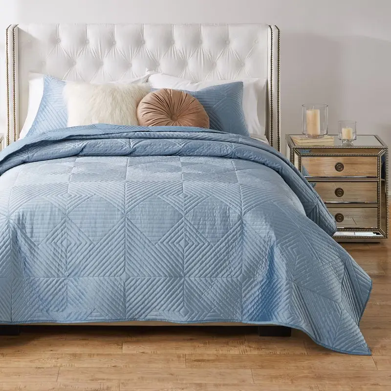 Greenland Home Fashions Riviera Velvet GL-2312AMST 2-Piece Twin/XL Quilt Set, 68x88 Inch
