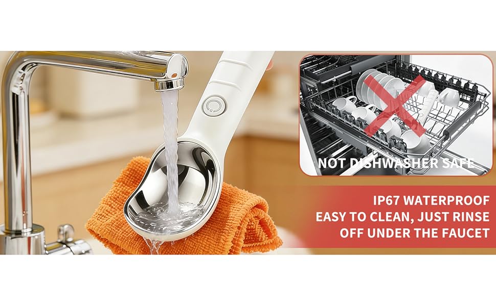 mother's day Heated Ice Cream Scoop Electric Scooper for Hard Ice Cream and Desserts Handheld Heating Up to 158°F Rechargeable Easy to Clean Ideal Summer Gift Kitchen Gadgets Utensils Kitchenware Stainless Steel USB Charging IP67 Waterproof