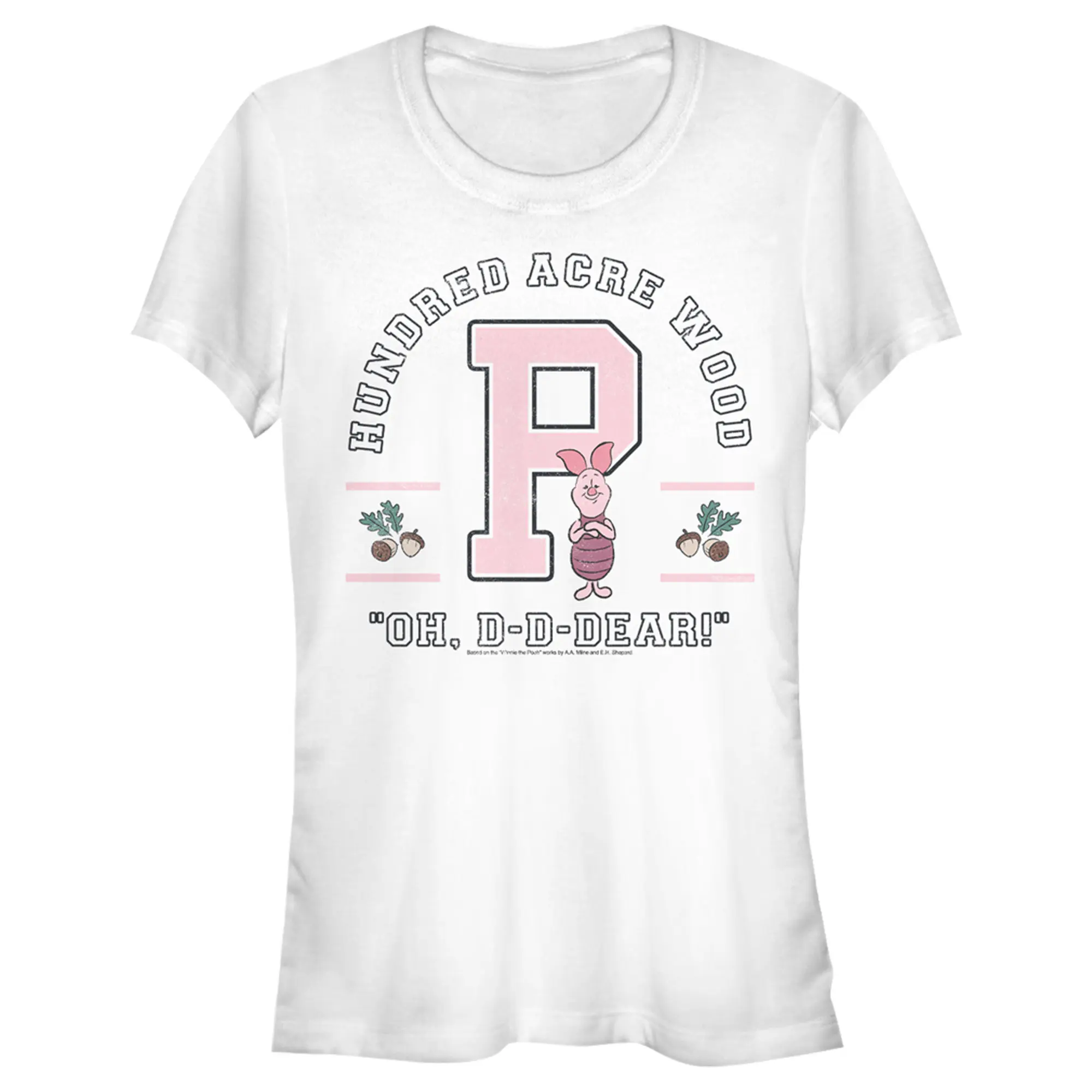 Juniors Womens Winnie the Pooh Collegiate Piglet T-Shirt