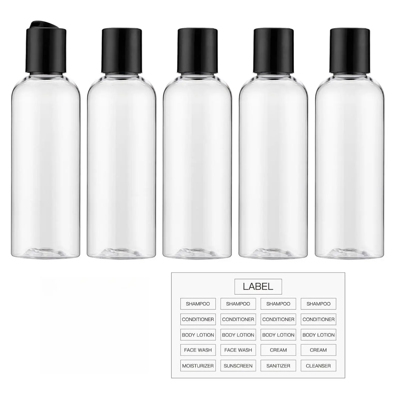 Travel Bottles for Toiletries 3.4 oz - Travel Size Containers for Shampoo Plastic - Small Empty Lotion Squeeze Bottle for Liquid TSA Approved - Leak Proof Mini Conditioner Refillable Clear 100ml