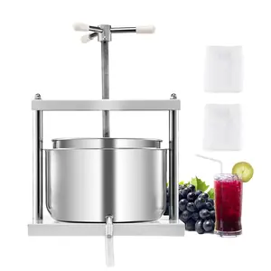 VEVOR 3.17 Gal/12L Fruit Wine Press, 2 Stainless Steel Barrels, Manual Juice Maker, Cider Apple Grape Tincture Honey Olive Oil Making Press with Triangular Handle for Outdoor Kitchen Home