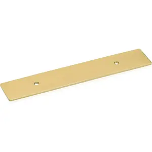 5-Pack Solid Brass Cabinet Pulls Back Plates, Rectangle, 5-Inch Hole Center, 7.5-Inch Total Length, Brushed Brass Finish for Cabinet Hardware