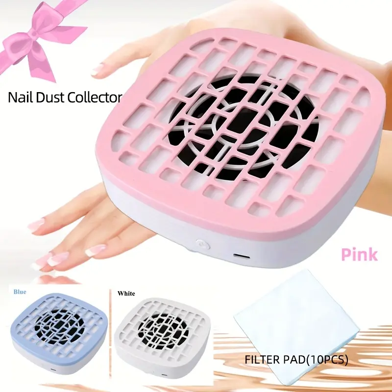 Mini Nail Vacuum Cleaner, Nail Dust Collector, Portable Manicure Dryer, Nail Care Tool, DIY Manicure, At Home Manicure with USB Plug, Includes Filter Cloth, Strong Suction, Detachable Paper Filter, Perfect Gift