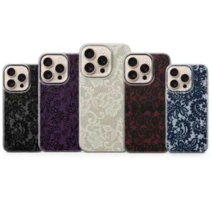 Vintage Lace Embroidery Print iPhone Case - Soft TPU Edge Shockproof Slim Cover for iPhone - BL250| Phone Case Compatible with iPhone 17 16 15 14 13 12 11 pro pro max & Samsung S25 S24 S23 S22 S21 Durable Protection Dual Layer Design Glossy