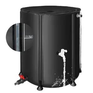 NACATIN Outdoor Collapsible Rain Barrel,53/100 Gallon Large Capacity,PVC Rainwater Collection System with Spigots and Overflow Kit,Port,Eco-Friendly Rain Barrel for Spring Garden Irrigationable Water Tank Storage Container for Garden, Exterior Waterproof