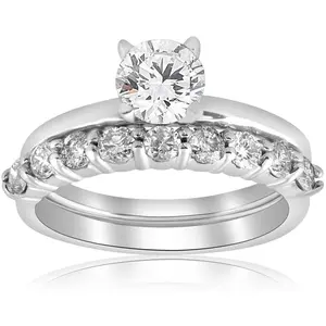 1 1/10ct Diamond Engagement Wedding Ring Solitaire Set 14k White Gold