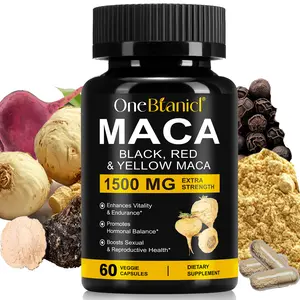 【NEW】Triple Maca Capsules 1500mg - 3-in-1 Black, Red & Yellow Maca Root for Energy, Hormone Balance & Libido Support*, Natural Adaptogen for Men & Women, Vegan, 60 Capsules (30-Day Supply)