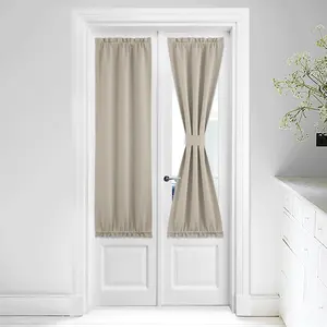NICETOWN Natural Sidelight Door Window Curtains - Privacy French Curtains Thermal Insulate Window Covering for Patio Glass Front Door, 25 inch x 64 inch, 1 Panel