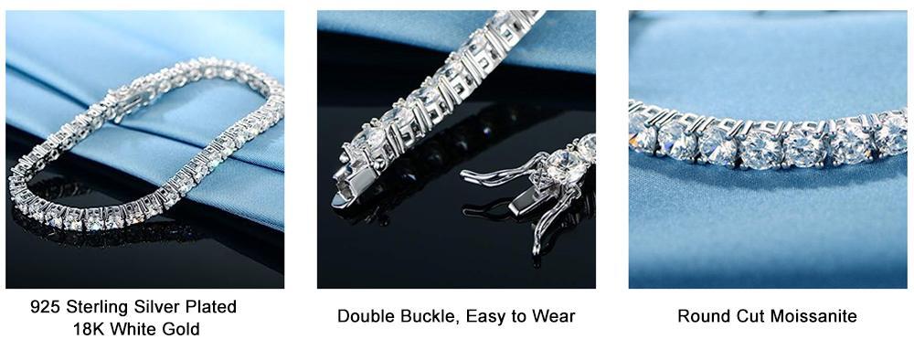 2.5-6.5MM Moissanite Tennis Bracelet for Women Men S925 Silver Plated 18k White Gold All Diamond Bracelets Wedding Jewelry Gra