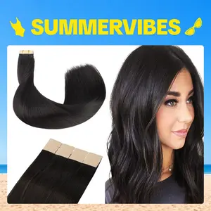 GOOGOO Hair Extensions Tape in Human Hair Natural Straight#Summervibes