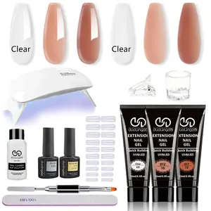 3 Color Long-lasting Gel Extension Kit, 1 Set Professional French Art Design for Beginners, Salon-grade DIY Nail Art Kit for Home Use