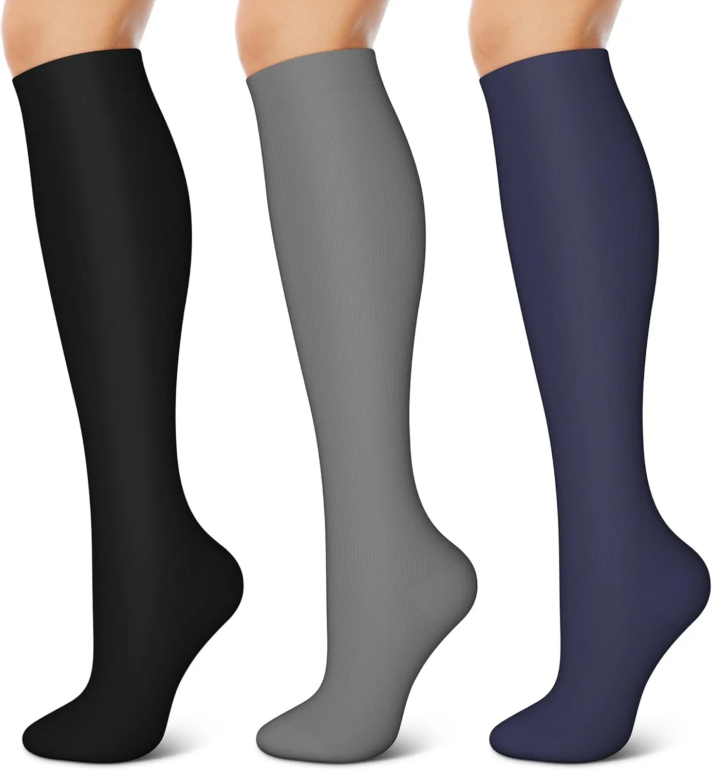 3 Pack Compression Socks - Compression Socks Women and Men, 15-20mmHg, Best for Nurses, Travel, Pregnancy
