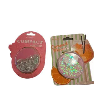 Compact Mirror - Glitter Design in Pink and Orange Packaging Options