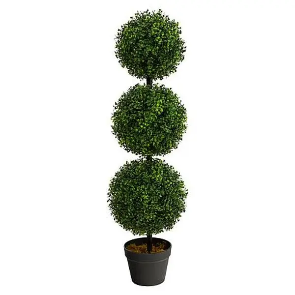 Nearly Natural 3 Ft. Boxwood Triple Ball Topiary Artificial Tree