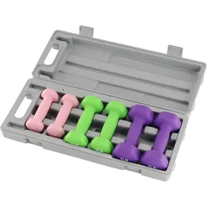 Neoprene Dumbbell Set for Women & Kids - Light Dumbbell Set (1/2/3, 2/3/5, 3/5/8, 5/10/15 LB) with Storage Plastic Case, Packed In Pairs, Set of Small Weights for Home, Living Room, Bedroom