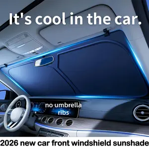 2026 latest car front sunshade, Car sunshade windshield outside (57*31.5 inches), can block 99% of heat, keeping the interior cool, suitable for cars, SUVs, and trucks, summer car sunshade, includes 1 titanium silver sunshade