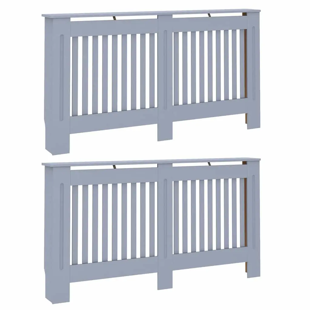 vidaXL Radiator Cover 2 pcs Grey 59.84 x 7.48 x 32.09 in, Stylish Rectangular Radiator Cover, Chic Heat Shield, Wood Style, Safe for Kids, Perfect for Living Spaces 3403231