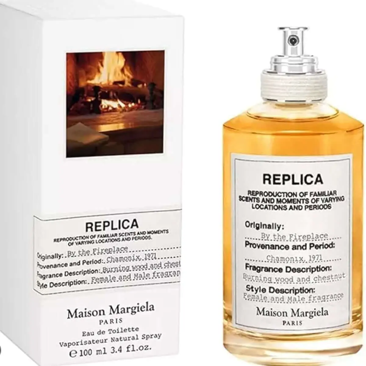 Maison Margiela Replica By the Fireplace Eau de Parfum Spray, Unisex Aromatic Woody Fragrance with Chestnut & Vanilla Notes, 3.4 oz, Aromatic Woody Cologne, Edp Sprays, Vanilla Perfume