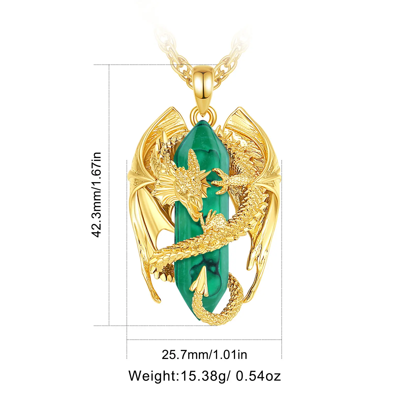 Large Dragon Gold Plated Malachite