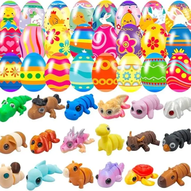 18 Pcs Easter Eggs with 3D Print Animal