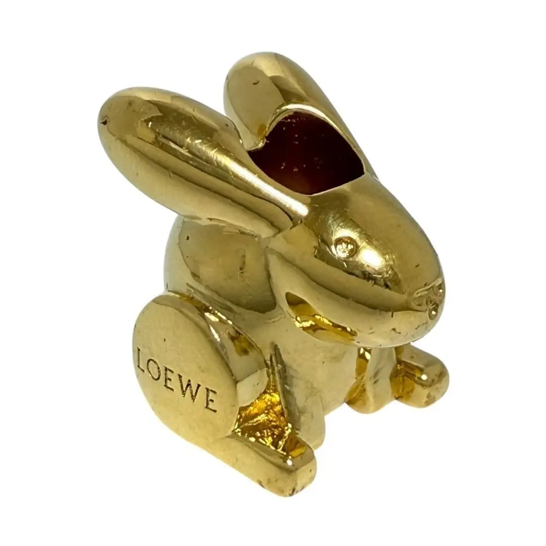 Pre-owned Loewe Brass Small Leather Goods Dice Rabbit Charm