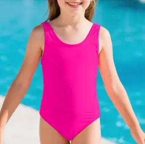Customizable Girls' One-Piece Sun Protection Swimsuit Set — Short-Sleeve Swimwear with Built-in Lining and UV Protection — A Perfect Gift for Children