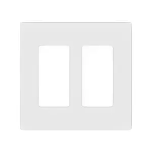 Lutron Claro 2-Gang Wallplate, Screwless Designer Style, Gloss Finish