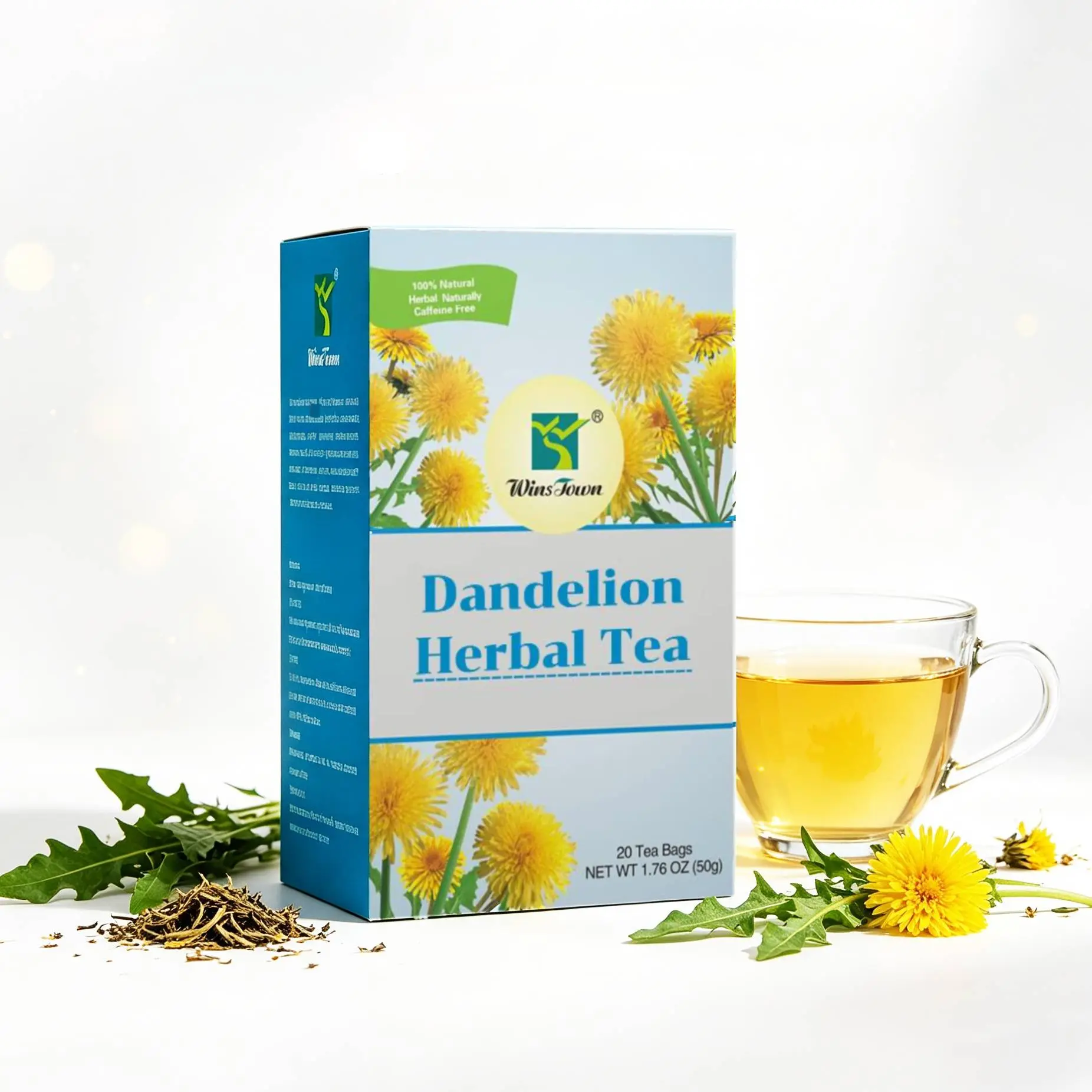 Men Daily Plant Tea Sachets, WinsTown Dandelion Wolfberry Blended Plant Tea Bags, Portable Office Beverage for Gentlemen, Easy Hot Brew, 20 Tea Bags Per Box