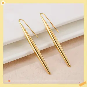 Women's Dainty Stainless Steel Hook Earrings - Vintage Minimalist Designs: Geometric, Long Strip, Water Droplet Hoop - Compact Romantic Costume Jewelry for Weddings, Daily Wear