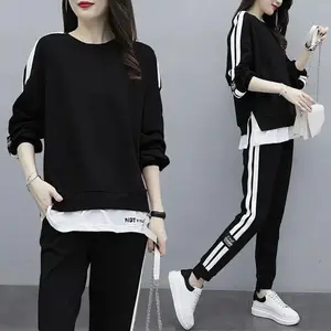 Plus Size 2025 New Casual Sport Suit Sweatshirt Trousers 2-piece Set Loose Fit Fashionable Streetwear For Men Women Clothes Dress