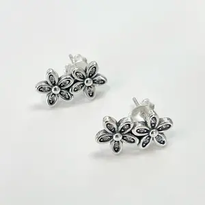 Sterling Silver 925 Flowers Stud Earrings