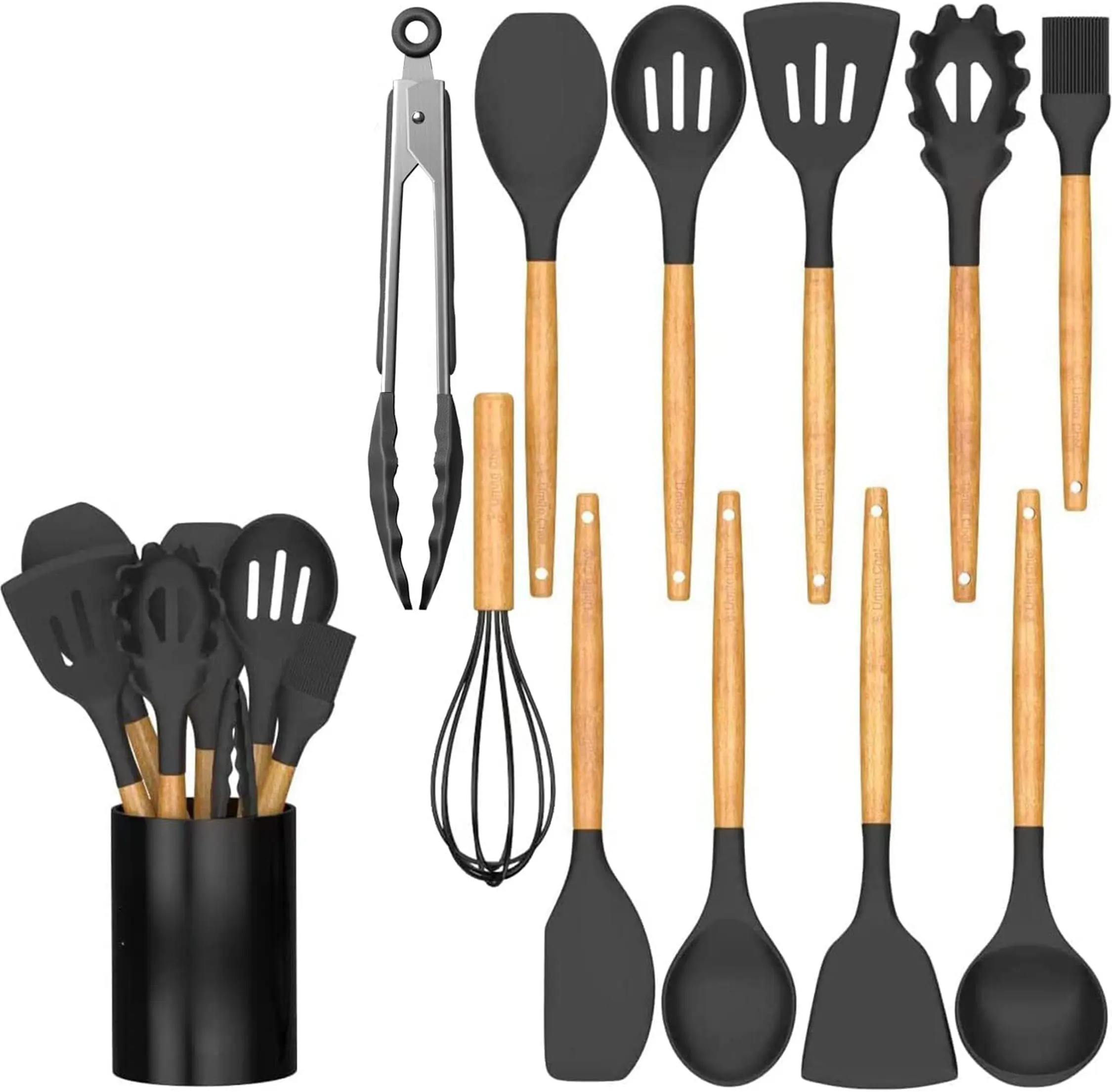 Silicone Kitchen Utensils 12Pcs,Heat Resistant Spatula, Cooking Spoon, Whisk, Dishwasher Safe Kitchen Accessories for Daily Use, Non-Stick Cookware Tools