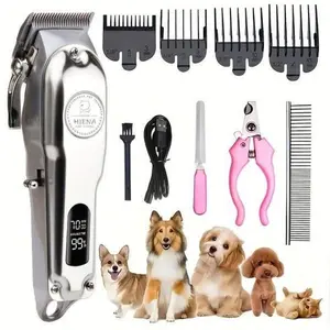 LQT Professional Pet Hair Clipper - Cordless Rechargeable 2000mAh Dog & Cat Grooming Kit with LED Display, Low Noise Motor & USB Charging, Complete Pet Trimming Set for All Pet Types