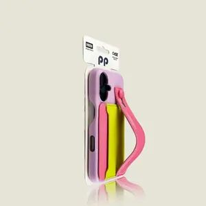 The color-blocked phone case for iPhone 17 Pro Max comes with a wrist strap and features a protective design, compatible with iPhone 16, 15, 14, 13, 12, and 11 Cover, Shockproof, Phone Protector