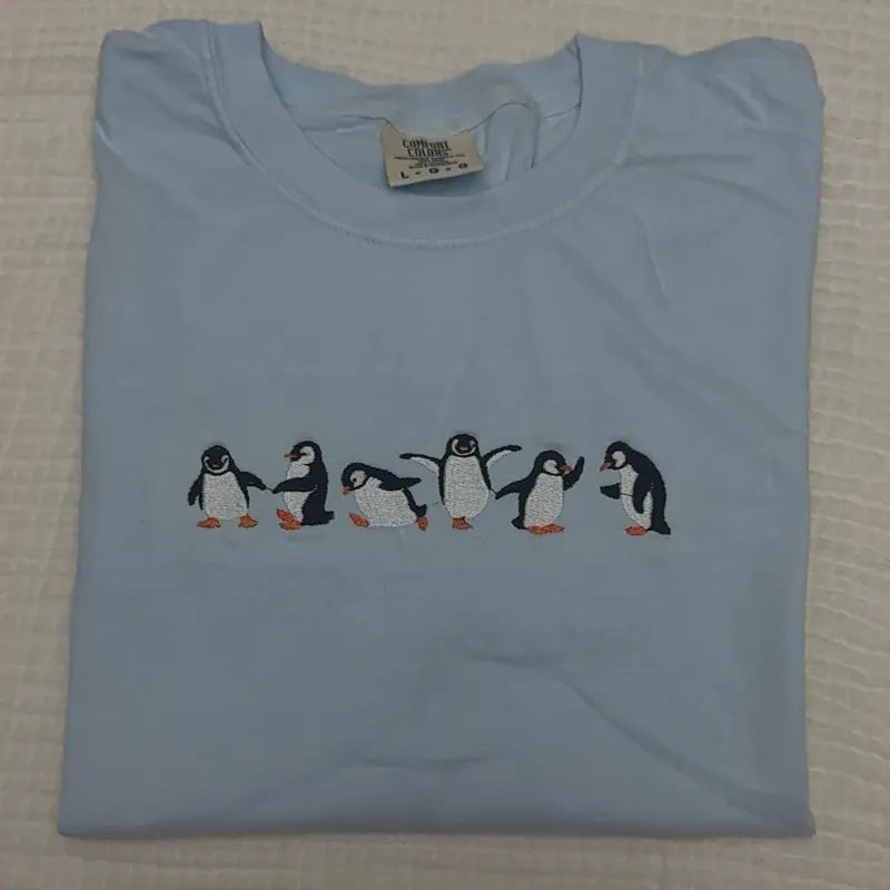 Cute penguins embroidered summer spring comfort colors shirt/  comfort colors tee/ otter embroidered shirt