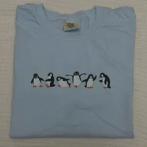 Cute penguins embroidered summer spring comfort colors shirt/  comfort colors tee/ otter embroidered shirt