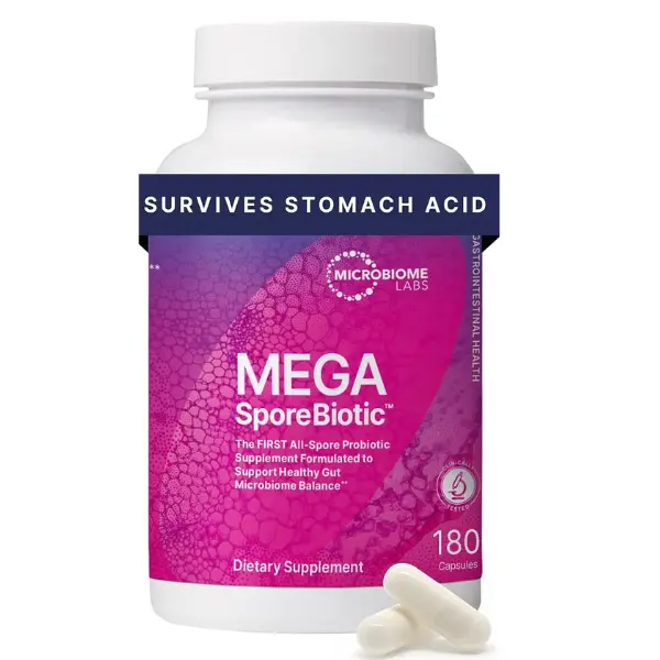 Spore-Based Probiotic Supplement for Women & Men, Shelf-Stable Digestive & Microbiome Support, Travel-Friendly, 180 Capsules