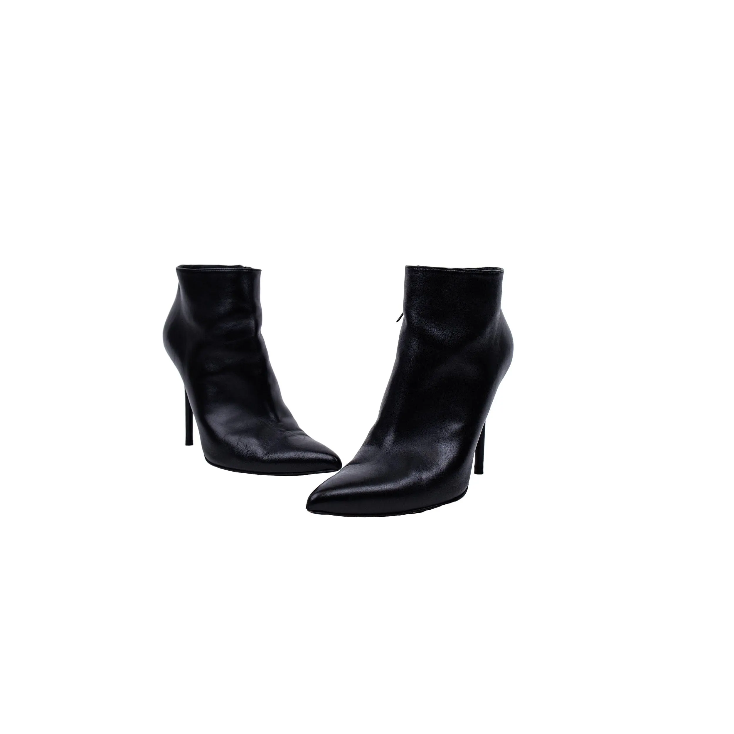 Stuart Weitzman Black Leather Stiletto Side Zip Ankle Boots 9