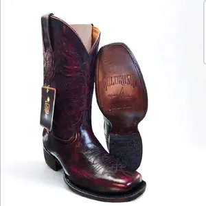 Black Cherry Cowboy Square Toe Boots/Black Cherry Botas Vaquero