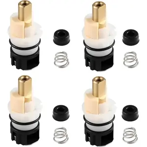 4 Pack RP25513 Faucet Stem Replacement, Compatible with Delta Two Handle Faucet and RP24096 Faucet Cartridge, Faucet Repair Kit, with RP24097 Turn Stop 1/4 and 4 * RP4993 Seat and Spring