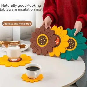 3 PCS Anti-scald heat-insulating mat, easy to clean, non-slip, high-temperature resistant silicone table protector, pot, bowl, and dishware heat pads, aesthetic coasters