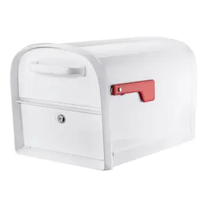 212 MAIN Galvanized Steel Post-Mounted White Double-Door Mailbox, 11.5x11.3x19.96 in., Lockable Door, Rear Access (for Sailing, Outdoor Water Sports)