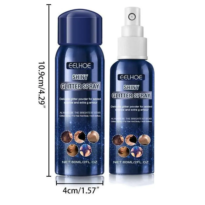 EELHOE Shiny Glitter Spray - Long-Lasting Sparkle for Skin, Hair, Clothes - Halloween Party, DIY Scrapbooking Embellishment Supply Glossy Makeup