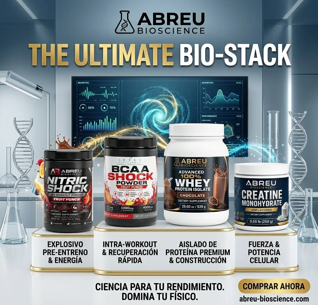 Abreu BioScience The Ultimate Bio-Stack: Nitric Shock Pre-Workout, BCAA Shock Powder, Creatine Monohydrate, Whey Protein Isolate