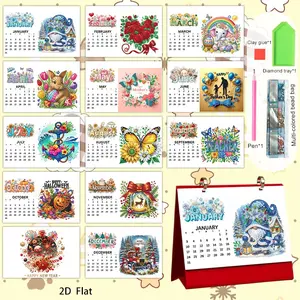 2027 Cute Holiday Unique Designs Diamond Painting DIY Calendar Set, New Year Desk Calendar, Creative Handmade Decor, Perfect Gift for Christmas