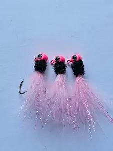 Pink and black marabou crappie jigs